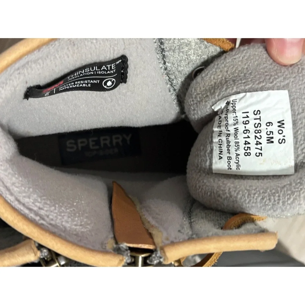Sperry Top Sider Women Gray Wool Rubber Duck‎ Boots Ankle Zip Size 6.5